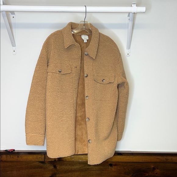 Joie Jackets & Blazers - Joie Tan Button Down Oversized Sherpa Teddy Jacket-‎ M